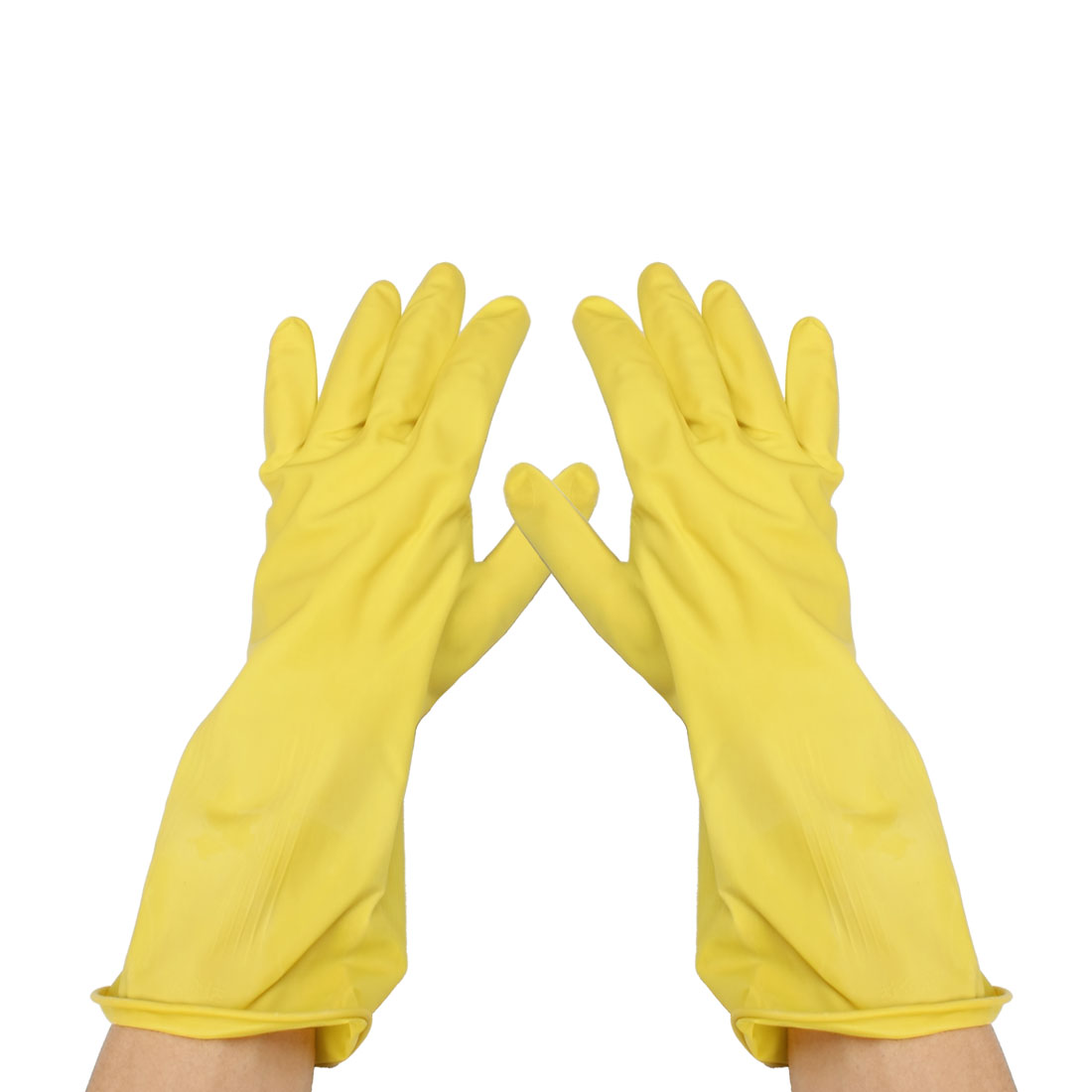 Yellow Kitchen Oil Water Resistant Dishwashing Clean Latex Gloves Pair