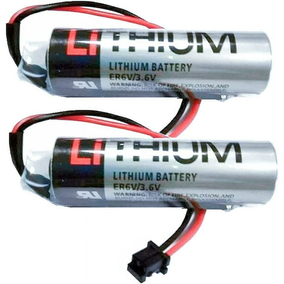 BATTEMALL 2PCS ER6V3.6V ER6VC119A ER6VC119B 2400mah Battery Compatible with PLC Battery M70 PLC, Black,silver (ER6VC119A,ER6V3.6V)