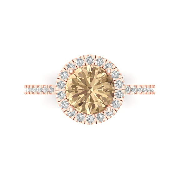 Solitaire with Accents Engagement Ring for Women - 1.8ct Yellow Moissanite in 14K Rose Gold Promise Ring