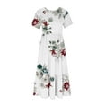thumbnail image 3 of Pisexur Robes d'Été pour Femmes à Col Rond, Robe Fluide Plissée Tendance à Manches Courtes, Mode avec Poche, Robe d'Été de Plage Évasée à Imprimé Floral, 3 of 4