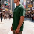 thumbnail image 4 of DPTALR Men's Waffle Knit Henley T-Shirt,Short Sleeve Casual Button Neck Top,Green,Big Men's,Tall Men's XXL,Young Men's Shirts, 4 of 5