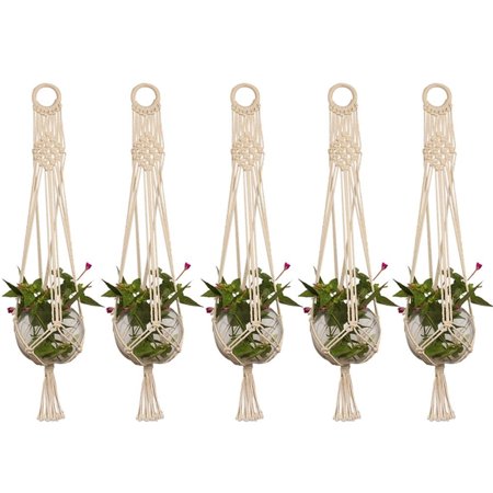 5 Pack Pot Holder Macrame Plant Hanger Planter Hanging Basket Jute