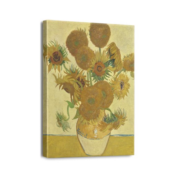 Vincent Van Gogh's Canvas Wall Art - Sunflowers 1888 Classic Artwork Picture Print with Framed Famous Oil Painting Hang for Home Office Bedroom Living Room Wall Decor-12" X16"