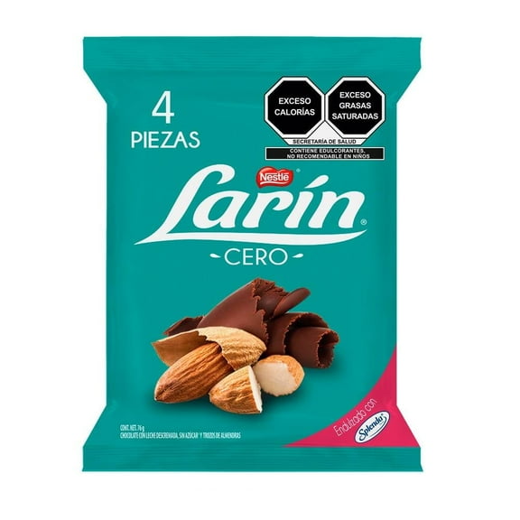 Chocolate Larín cero 4 pzas de 19 g c/u