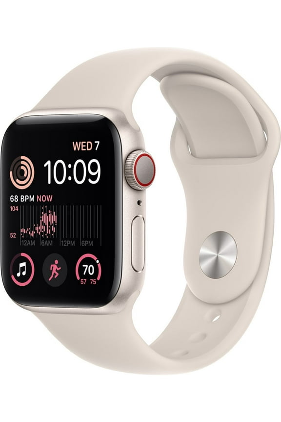 Restored Apple Watch SE (2nd Gen) GPS + Cellular 40mm Starlight Aluminum Case with Starlight Sport Band - M/L (Refurbished)