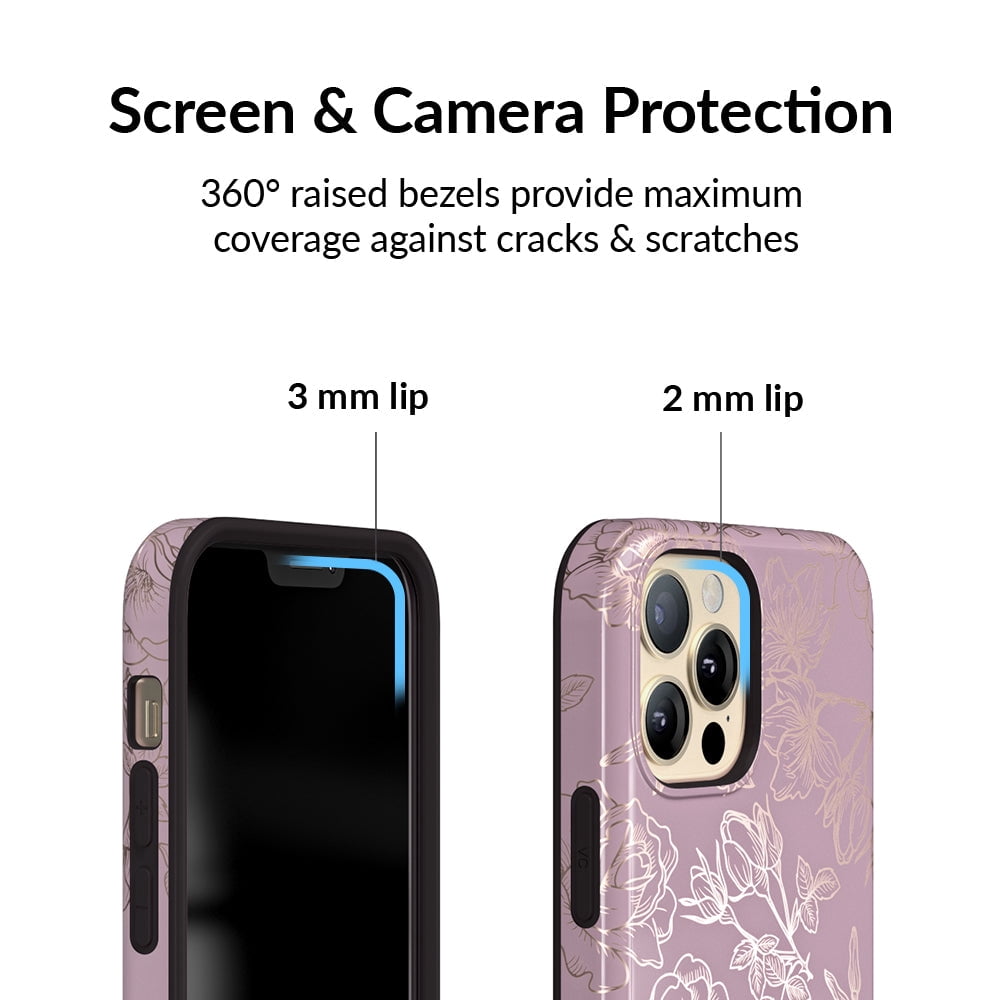 VELVET CAVIAR for iPhone 12 / iPhone 12 Pro Case Rose Gold Flowers - Compatible with MagSafe - Protective Mauve Purple Case for Women - Dusty Rose Floral