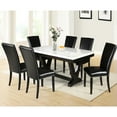 thumbnail image 3 of 2pc Upholstered Dining Chairs, Black Faux Leather, Nailhead Trim, Tapered Legs, Modern Contemporary Room Style Leather , , Ease, 3 of 5