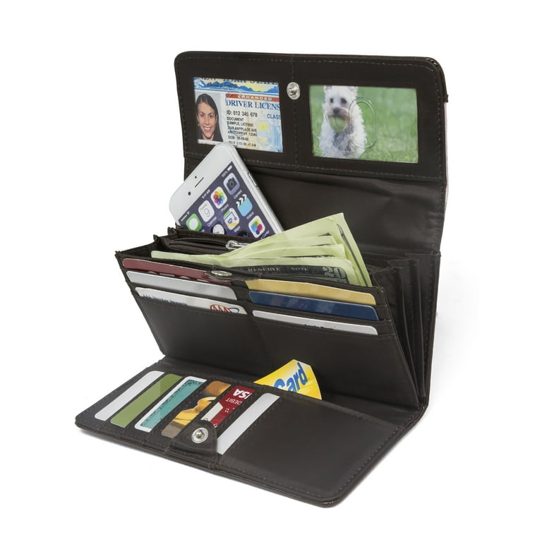Mundi File Master Womens RFID Blocking Wallet Clutch Organizer with Change Pocket