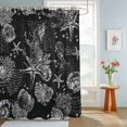 thumbnail image 4 of Shower Curtains for Bathroom, Black Coastal Waterproof Fabric Shower Curtain, Nautical Ocean Starfish Seashells Coral Decorative Bathroom Curtain for Bathtub, 66"x72", No Hooks Included, 4 of 9