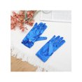 thumbnail image 5 of INSPIRE CHIC Women's Glove Satin Bead Decor Full Finger Wrist Length Short Gloves for Elegant Wedding Royal Blue, 5 of 6