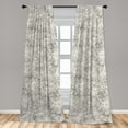 thumbnail image 2 of Damask Window Curtains, Vintage Weathered Royal Ornaments Leafy Ethnic Orient Details with Dots, Lightweight Decor 2-Panel Set with Rod Pocket, Pair of - 28"x95", Dark Eggshell and Ivory, by Ambesonne, 2 of 3