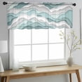 thumbnail image 2 of Teal Ombre Valance Curtains for Kitchen/Living Room/Bathroom/Bedroom Window, Rod Pocket Small Topper Half Short Window Curtains Voile Sheer Scarf, Modern Geometric Moire Abstract Art 60"x18", 2 of 8