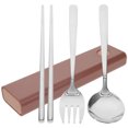 thumbnail image 1 of 1 Set Metal Tableware Set Fork Spoon Chopstick Outdoor Utensil Portable Tableware, 1 of 8