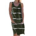 thumbnail image 1 of Nouveau Col Rond Imprimé Femmes Robe de Poche à Rayures Robes Décontractées, 1 of 5