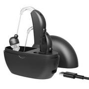 MEDca Rechargeable Pair Hearing Aid for Seniors, Personal Sound Amplifier - Black