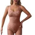 thumbnail image 2 of Rciityk Rose Gold Bodysuit for Women Tummys Control Seamless Tops Compression Butt Lifting Shapewear Soft Crew Neck Body Shaper - Spring/Summer Savings Clearance, 2 of 6