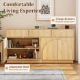 thumbnail image 5 of Aphthongs Modern Fluted Sideboard Cabinet, 65" W Symmetrical Arc Accent Sideboard Buffet Cabinet with Storage & 3 Drawers, Fluted Buffet Cabinet, Credenza, Wood Mid Century Cabinet, Natural, 5 of 9