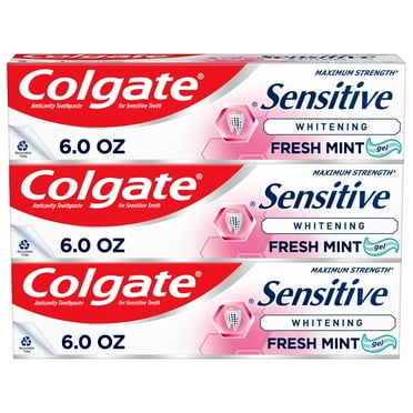 Colgate Sensitive Whitening Toothpaste, Sensitive Teeth Toothpaste, Mint, 3 Pack, 6 Oz Tubes