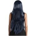thumbnail image 2 of Eandarui Womens Long Straight Cosplay Costume Wig Fashion Party Wig Synthetic Long Black Wigs Navy Blue One Size, 2 of 6