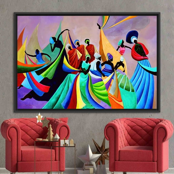 Abstract Printed, African Canvas Art, Colorful Canvas Art, Black Woman Poster, Modern Art Canvas, Woman Dancers Art, African Woman Artwork, Canvas Wall Decor - Rolled Canvas