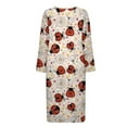 thumbnail image 4 of Yuyamidu Cute Ladybug Womens Robes Daisy Long Nightgown Orange Zipper Front Bathrobe for Women Loose Long Sleeves Robe Sleepwear Size 4XL Casual Dressing Gown, 4 of 7
