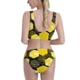 thumbnail image 3 of Daiia Geometric Pattern with Bee printed 2 piece Swimsuit Bikinis for Women High Waisted Racerback Bathing Suits Summer Tummy Control Scoop Neck Swimwear-Large, 3 of 8