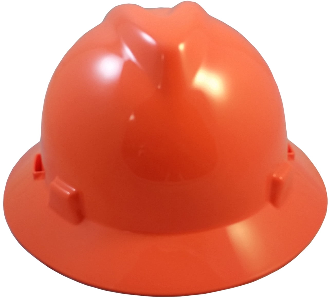 MSA V-Gard One-Touch Suspensions Full Brim Hard Hats - Hi Viz Orange