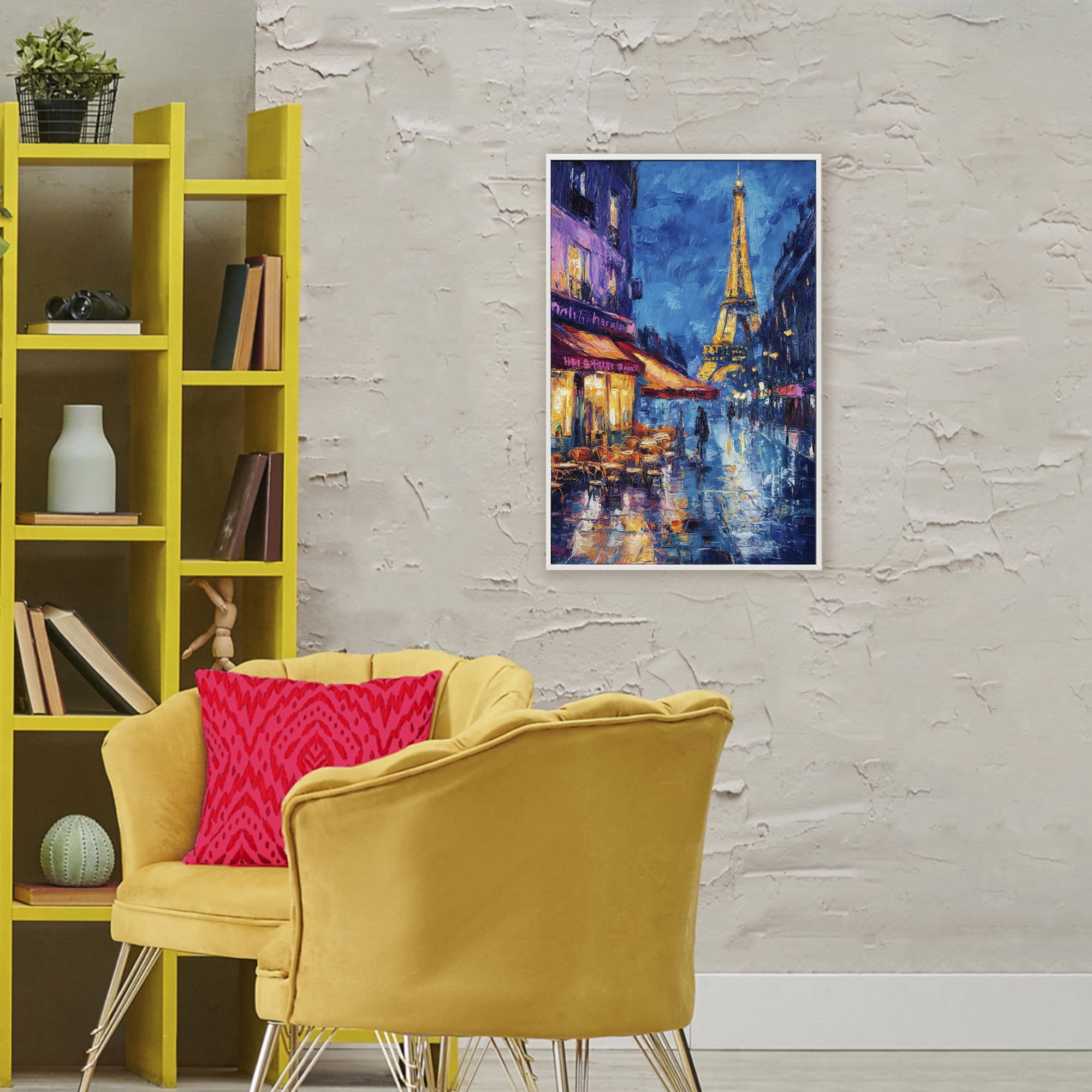 Stupell Industries Dusk Paris Street Scene White Framed Giclee Art, design by Petal Prints Design