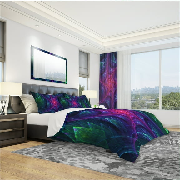 Designart 'Purple Turbine in The Night' Modern & Contemporary Duvet Cover Set