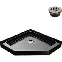 Streamline GB-2627-512-BL 36 in. x 36 in. Corner Acrylic Shower Base in Glossy Black With Corner Drain, Drain Included