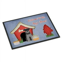 Dog House Collection Miniature Schanuzer Black Silver Door Mat