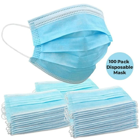 100 Pcs Disposable Face Mask Non Medical Mouth Cover 3 ply Ear Loop Blue Masks