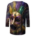 thumbnail image 5 of DDAPJ pyju Womens Mardi Gras 3/4 Sleeve Tops Fashion Mask Graphic Tees Dressy Casual Round Neck Tunic Blouse New Orleans Carnival Party Tee Shirts Multicolor 5XL, 5 of 6