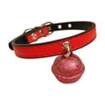 thumbnail image 2 of SeekLGT Leather Cat Collar with Bell Adjustable Lightweight Kitten Leather Collar for Small Pets, Rose, 1 Count, 2 of 9