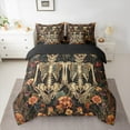 thumbnail image 2 of jejeloiu Orange Rustic Flower Funny Halloween Skull Gothic Skeleton Queen Comforter Sheet Set,Reversible Super Cozy Children Bedding,7pcs, 2 of 8
