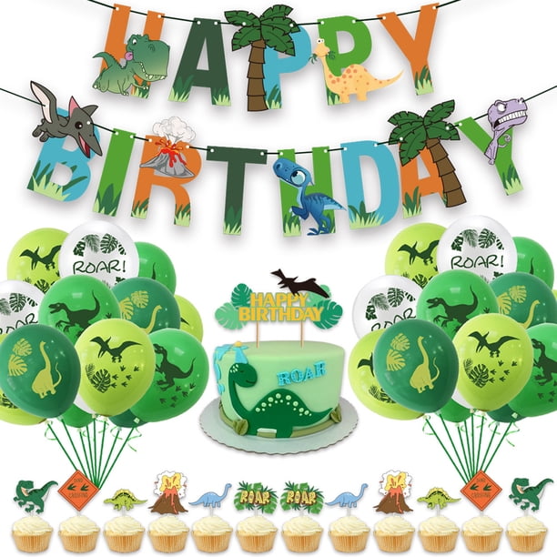 Set de decoración para fiestas de cumpleaños con dinosaurios, 46 unidades, con globos