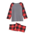 thumbnail image 6 of Christmas Family Matching Pajamas Set, Long Sleeve Santa Claus/Elk Print Tops with Plaid Pants, 6 of 7