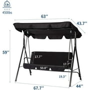 AECOJOY Stainless Steel Porch Swing - Black