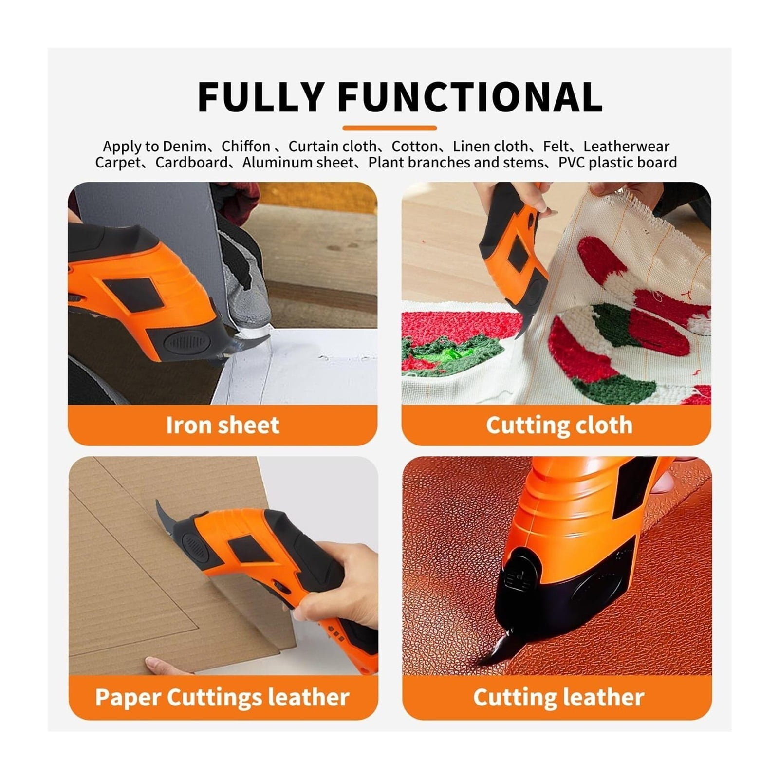 Super Scissors, Cardboard Cutter,Electric Box Cutter,Ultimate Cutting Tool for Home& Craft,Cordless Electric Scissors 2 Blades Included,Electric Scissors for Cutting Fabric, Cardboard & Plastic,orange
