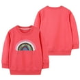 thumbnail image 3 of YESIMOLA Shirt for Girls Toddler Girls Long Sleeve Sweatshirt Autumn Round Neck Pullover Top Rainbow Printed Sequin Sweatshirt Pink 6 Years, 3 of 6