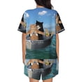 thumbnail image 3 of Bingfone Two Brave Cats Are Floating On The Sea Iceberg Print Pajamas Sets for Women Soft Short-Sleeved Pjs with Lounge Shorts Two Piece Sleepwear, 3 of 8