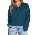 thumbnail image 2 of Naotn Womens Oversized Button Collar Hoodies Long Sleeve Hooded Pullover Sweatshirts Fall Casual Drop Shoulder Cropped Tops, 2 of 6