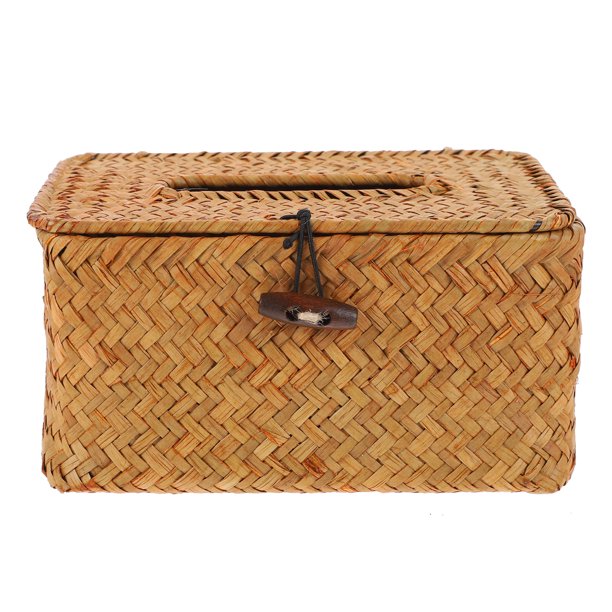 Caja de servilletas tejidas de ratán, soporte creativo para pañuelos de restaurante, caja de papel de escritorio, 1 ud.