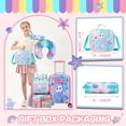 thumbnail image 4 of Kids Carry on Luggage Sets Rolling Pink Suitcases with Wheels with Travel Pillow Backpack Lunch Box 5 In 1 for Toddlers Travel, 4 of 7