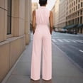 thumbnail image 6 of Idoravan Jumpsuits for Women Casual Wide Leg Womens Fashion Summer Solid Casual Sleeveless Button Belt Long Jumpsuit, 6 of 6