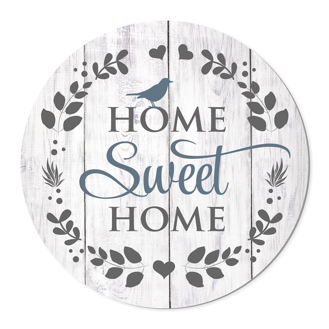 Home Sweet Home Panneau Mural Rond en Bois 16 Pouces