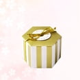 thumbnail image 4 of Caja de dulces hexagonal de papel kraft, 50 unidades, para guardar dulces, regalo, mini azucarero para fiestas (raya, hilo dorado), 4 of 8