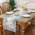 thumbnail image 4 of YIBAGA Spring Table Runner, Blue Leaves Birds Home Spring Dining Table Decor, 13x72 inch, Polyester, 4 of 6