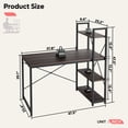 thumbnail image 6 of Bestier 47" Computer Desk with Adjustable Shelves, Writing Desk with Reversible Bookshelf, Oak, 6 of 9