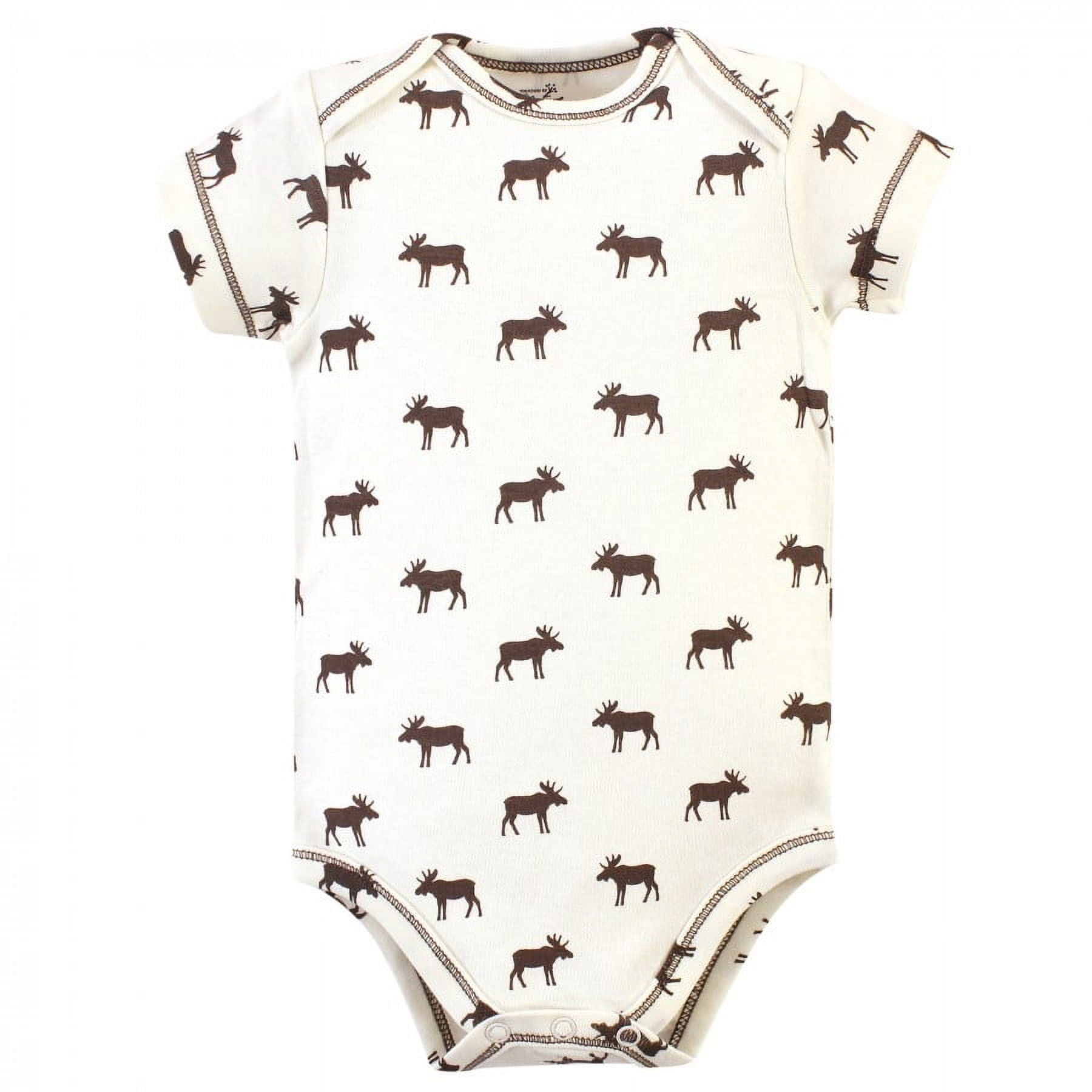 Touched by Nature Baby Boy Organic Cotton Bodysuits 5pk, Moose, 18-24 Months